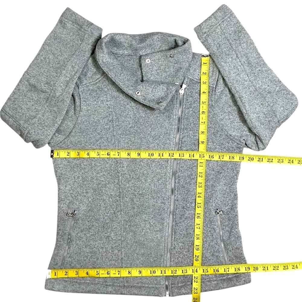 Go Warm Moto Jacket Women Heather Gray Asymmetrical Metal Zip Pockets Zip Up M - Picture 5 of 16